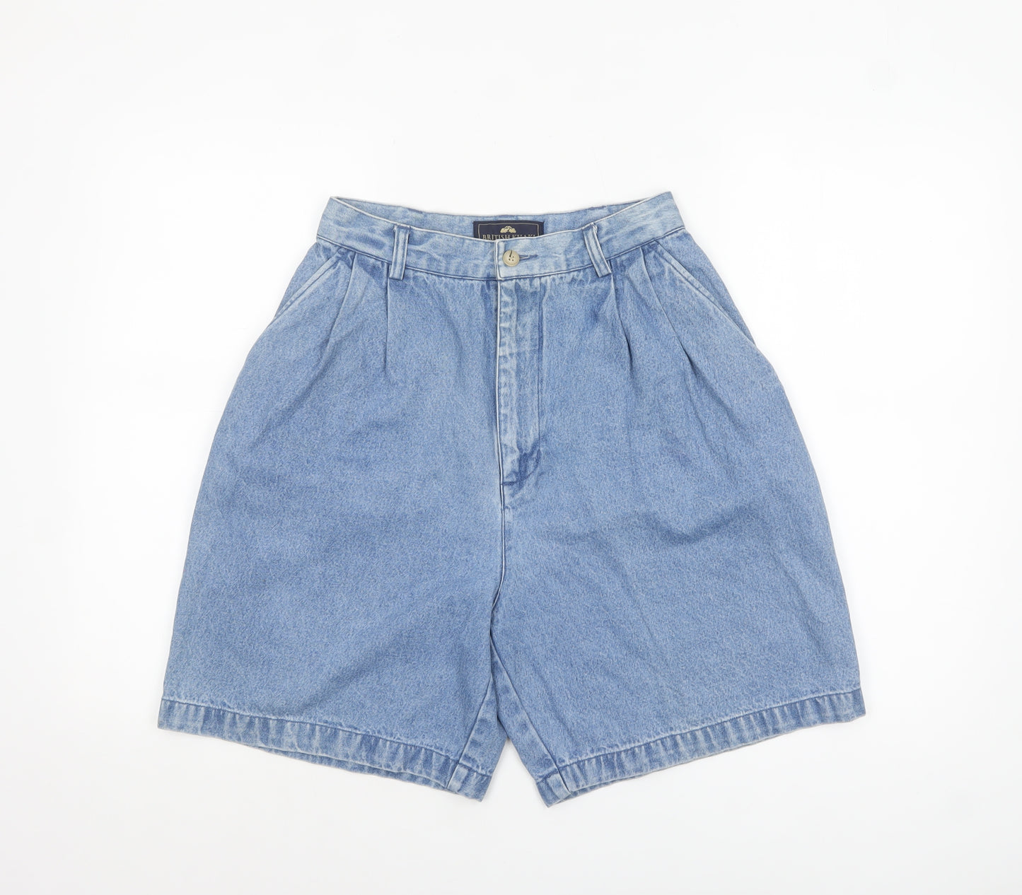 British Khaki Women's Blue Size 8 High Rise Denim Chino Shorts