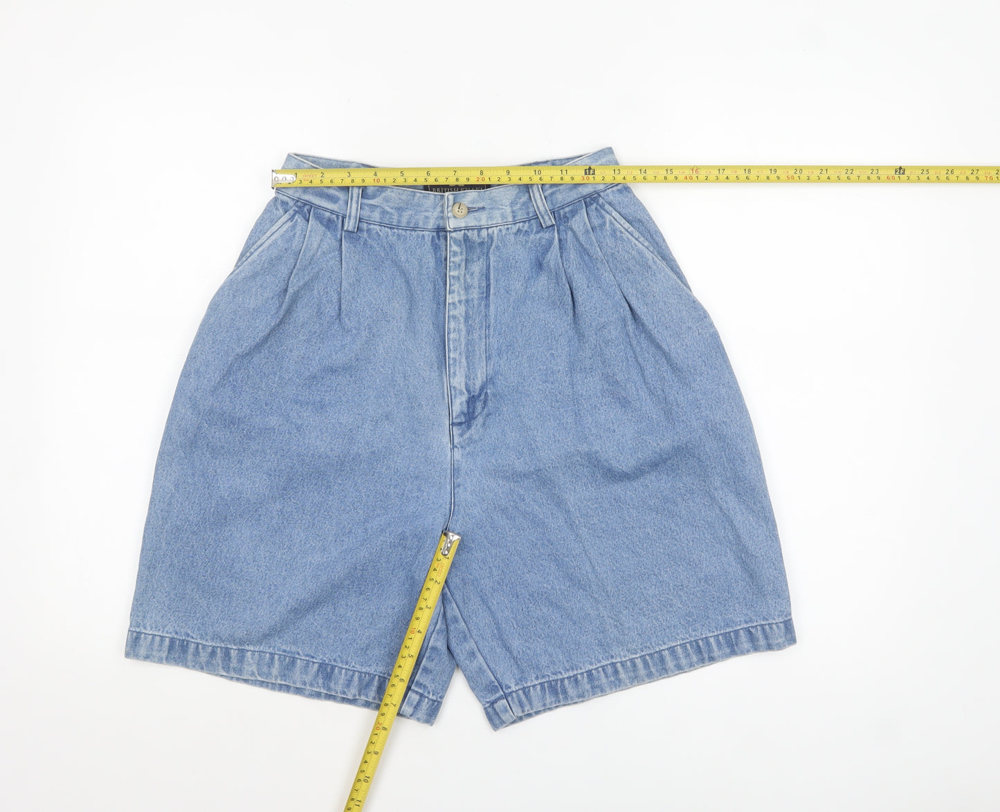 British Khaki Women's Blue Size 8 High Rise Denim Chino Shorts