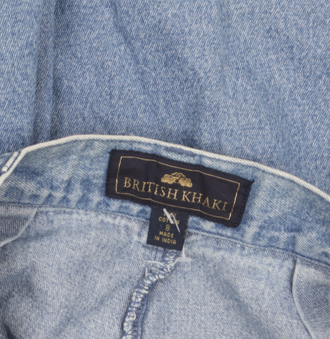 British Khaki Women's Blue Size 8 High Rise Denim Chino Shorts