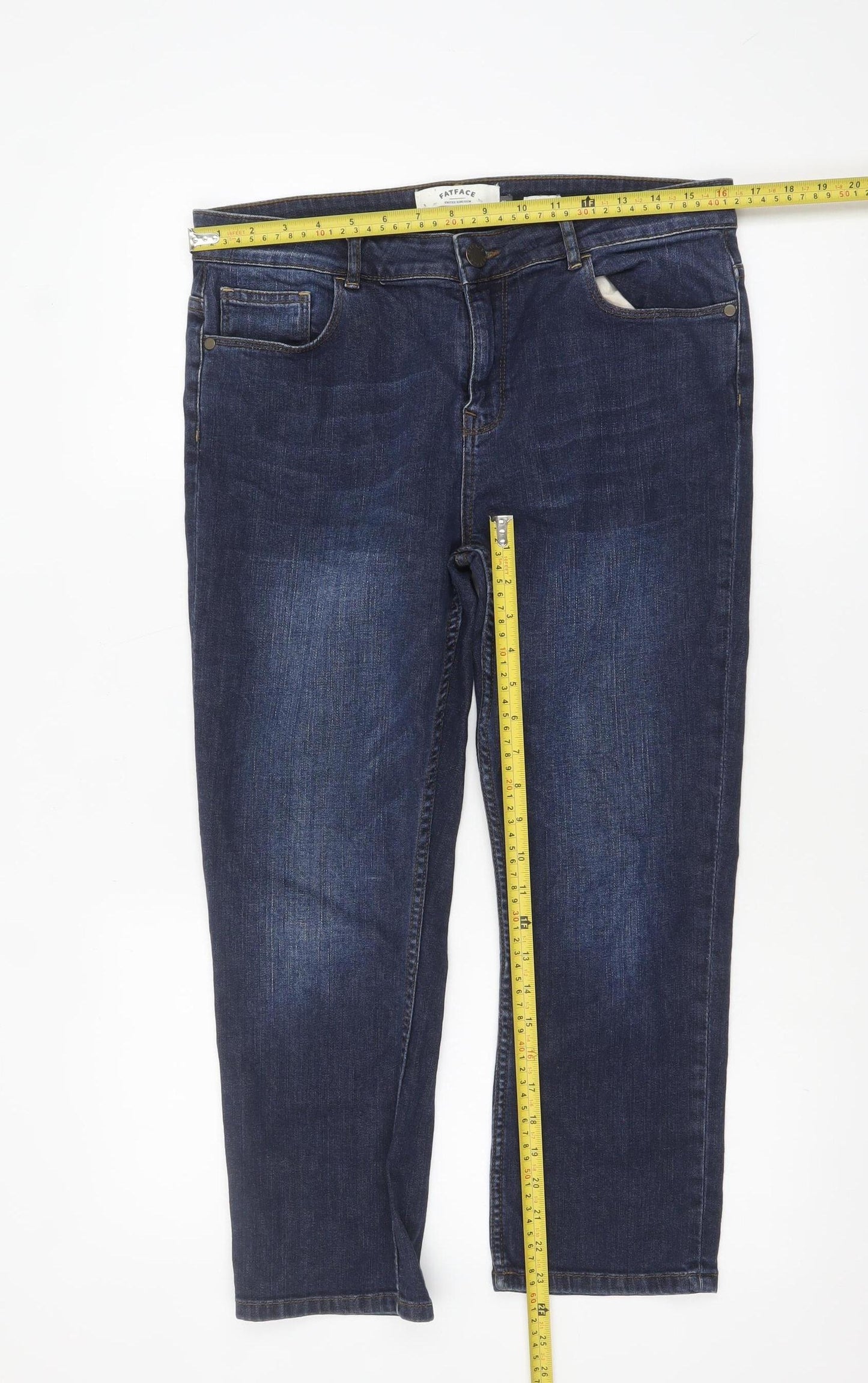 FatFace Womens Blue Capri Jeans Size 12 Regular Denim Stretch