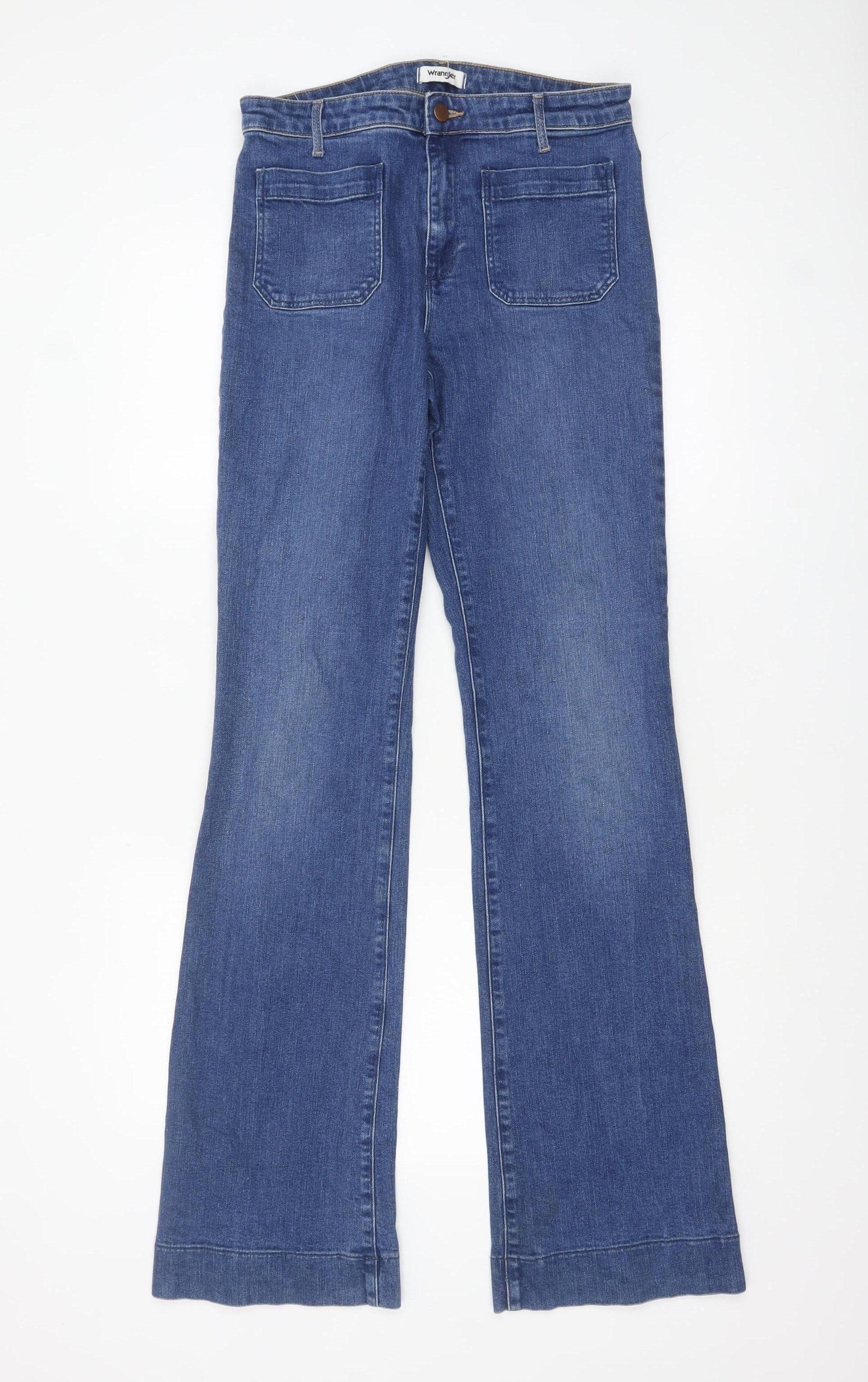 Wrangler Women's Blue Flared Jeans Size 10 Regular Mid Rise Denim