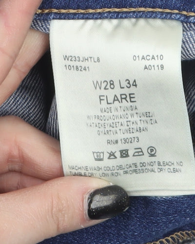 Wrangler Women's Blue Flared Jeans Size 10 Regular Mid Rise Denim