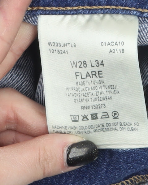 Wrangler Women's Blue Flared Jeans Size 10 Regular Mid Rise Denim