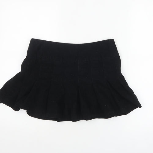ASOS DESIGN Womens Black Corduroy Pleated Mini Skirt Size 6