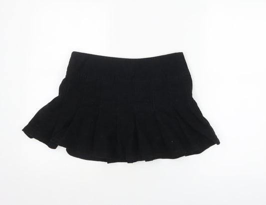 ASOS DESIGN Womens Black Corduroy Pleated Mini Skirt Size 6