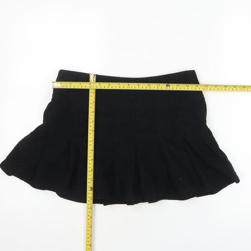 ASOS DESIGN Womens Black Corduroy Pleated Mini Skirt Size 6