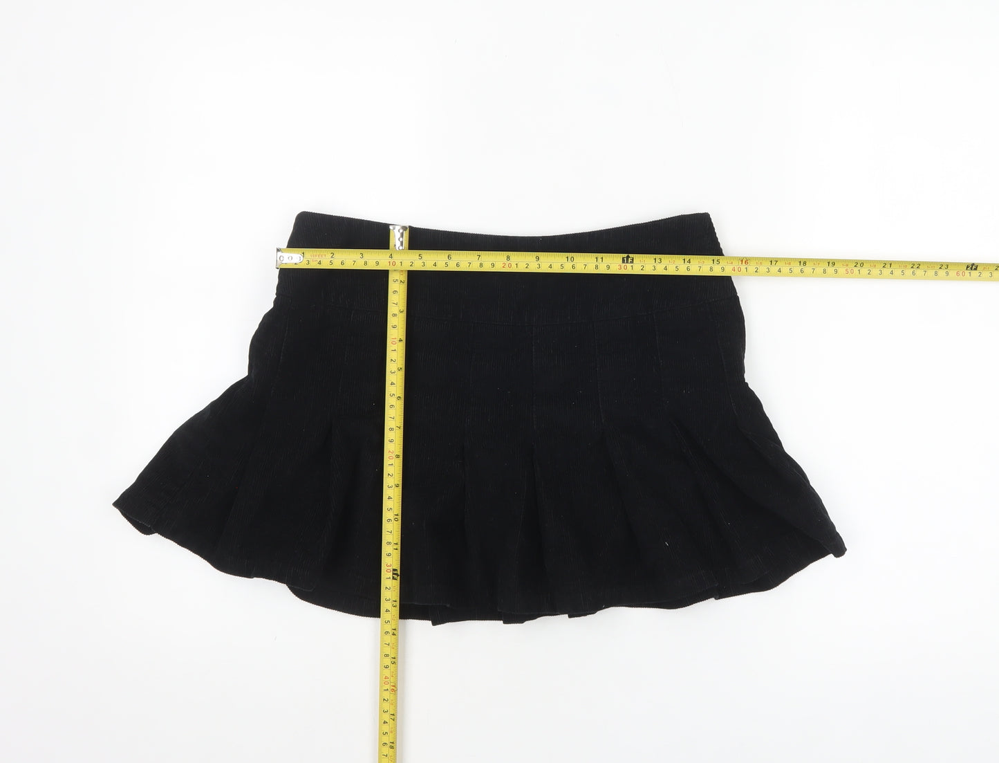 ASOS DESIGN Womens Black Corduroy Pleated Mini Skirt Size 6