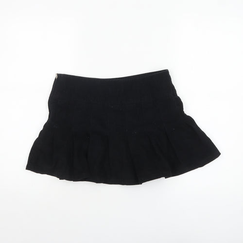 ASOS DESIGN Womens Black Corduroy Pleated Mini Skirt Size 6
