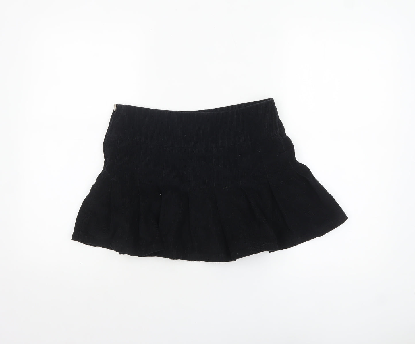 ASOS DESIGN Womens Black Corduroy Pleated Mini Skirt Size 6