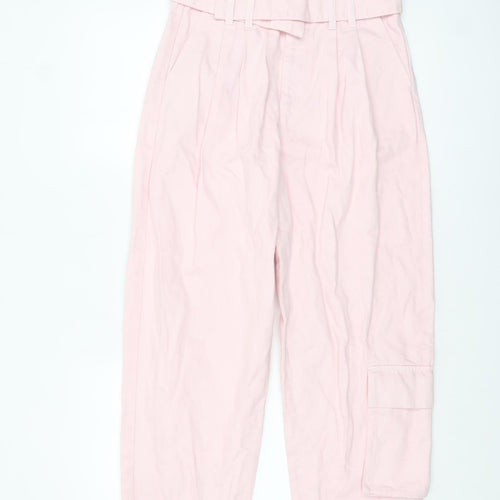ASOS Women’s Pink Paperbag Belted Denim Jeans Size 10 High Waist