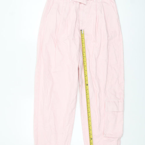 ASOS Women’s Pink Paperbag Belted Denim Jeans Size 10 High Waist