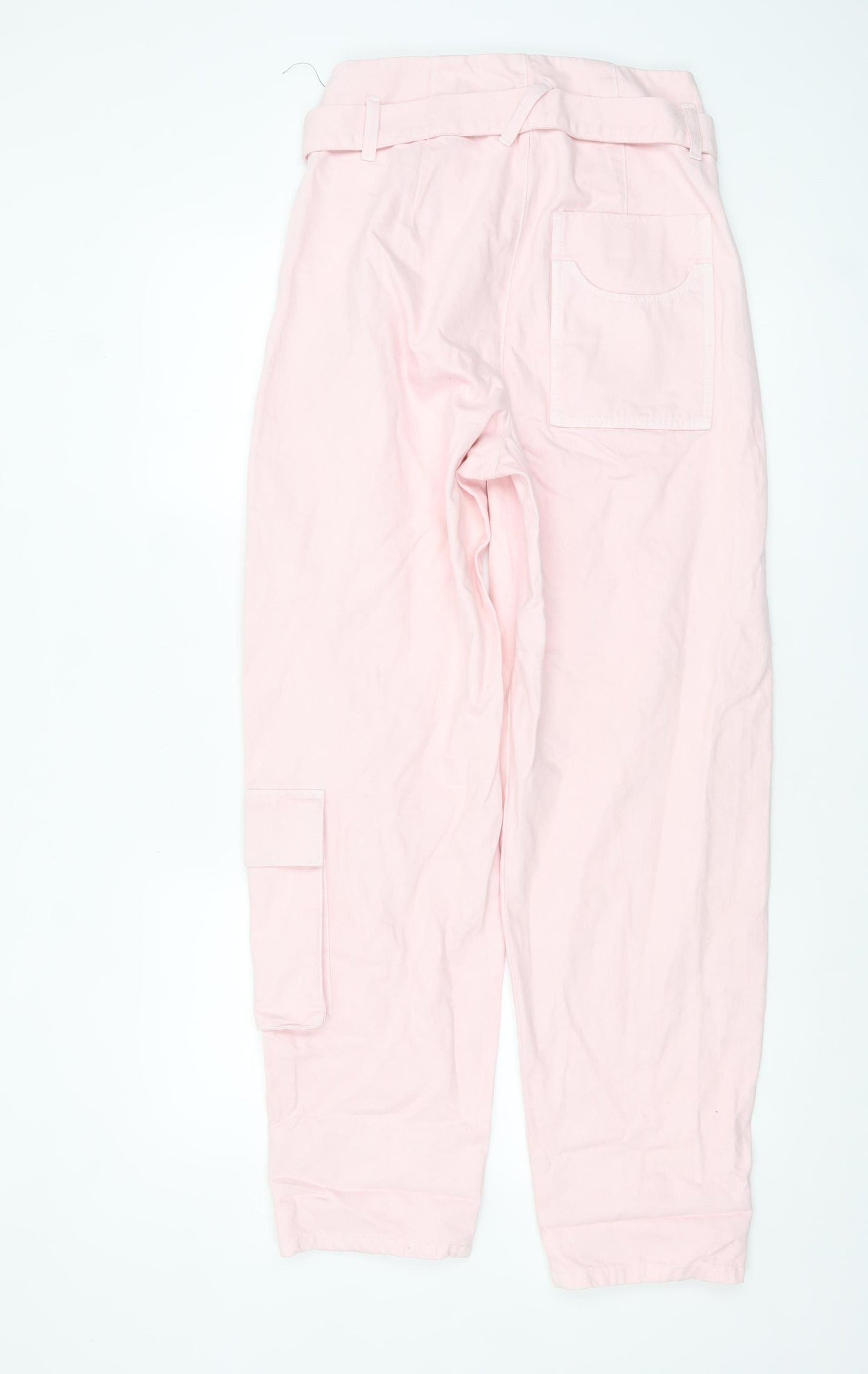 ASOS Women’s Pink Paperbag Belted Denim Jeans Size 10 High Waist