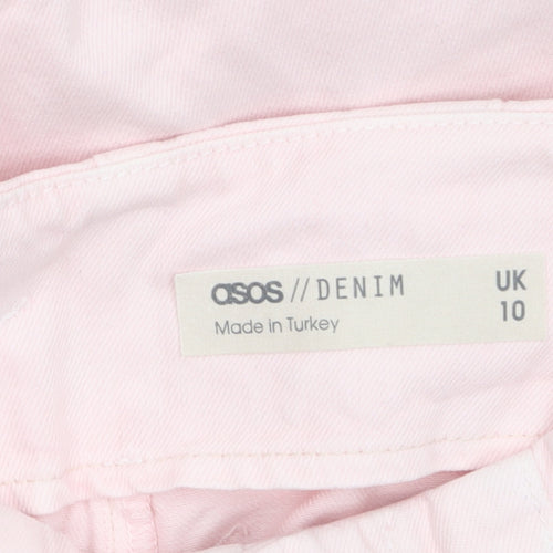 ASOS Women’s Pink Paperbag Belted Denim Jeans Size 10 High Waist