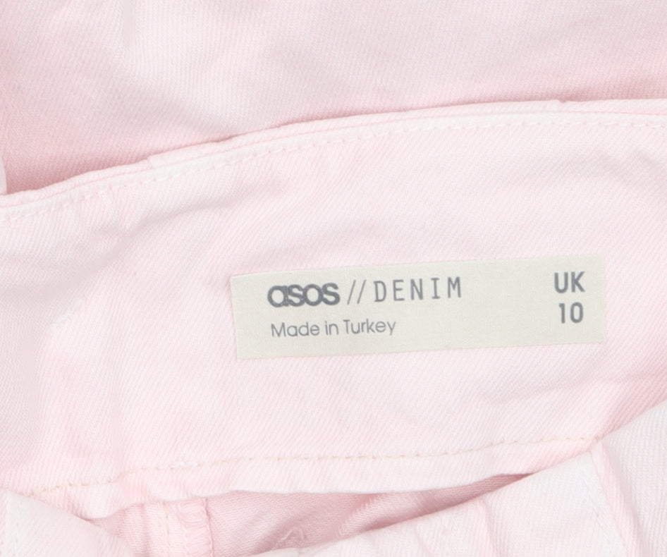ASOS Women’s Pink Paperbag Belted Denim Jeans Size 10 High Waist