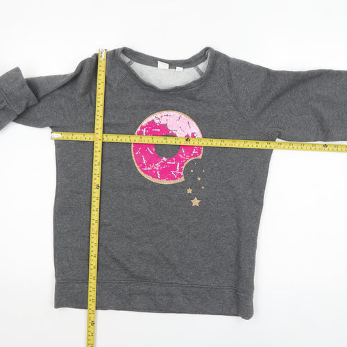 GAP Kids Girls Grey Sequin Donut Sweatshirt 14 Years Pullover Fleece