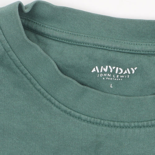 John Lewis Anyday Men’s Green Cotton Crew Neck Sweatshirt Size L