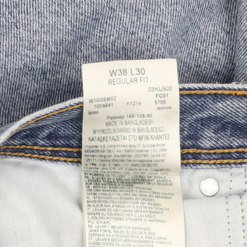 Wrangler Men's Blue Regular Fit Straight Leg Denim Jeans W38 L30