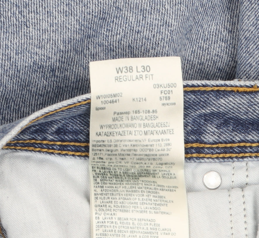 Wrangler Men's Blue Regular Fit Straight Leg Denim Jeans W38 L30