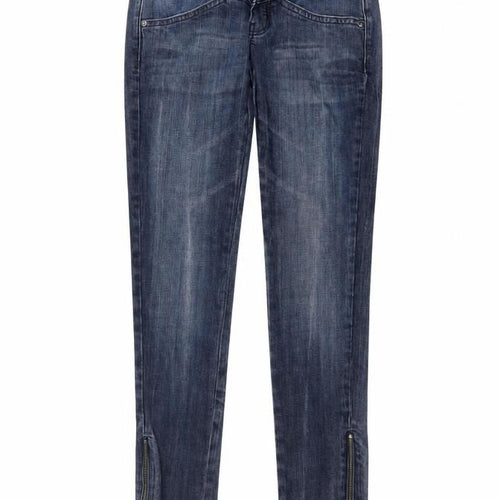 Mango Women Blue Skinny Stretch Denim Jeans Size 6 with Ankle Zip