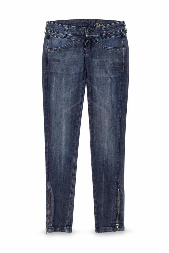 Mango Women Blue Skinny Stretch Denim Jeans Size 6 with Ankle Zip