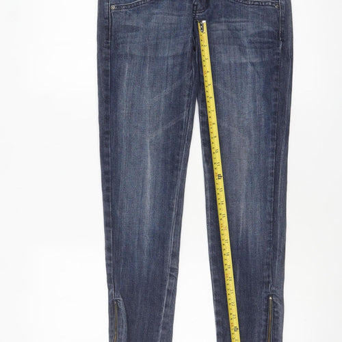 Mango Women Blue Skinny Stretch Denim Jeans Size 6 with Ankle Zip