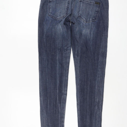 Mango Women Blue Skinny Stretch Denim Jeans Size 6 with Ankle Zip