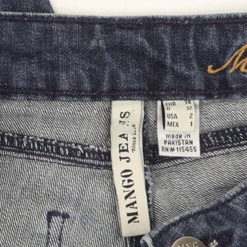 Mango Women Blue Skinny Stretch Denim Jeans Size 6 with Ankle Zip