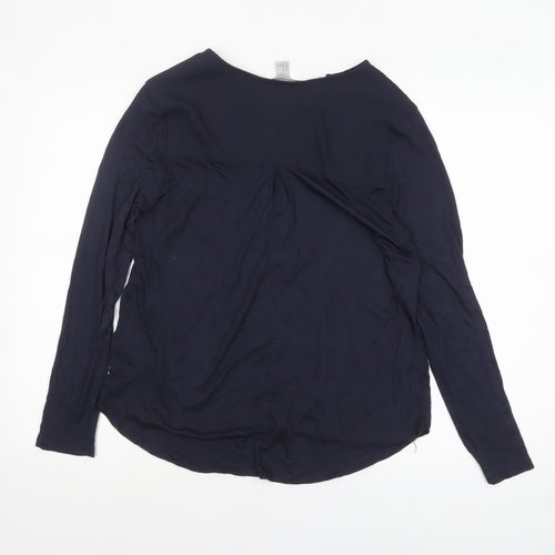 H&M Women's Blue V-Neck Long Sleeve Blouse Size 12