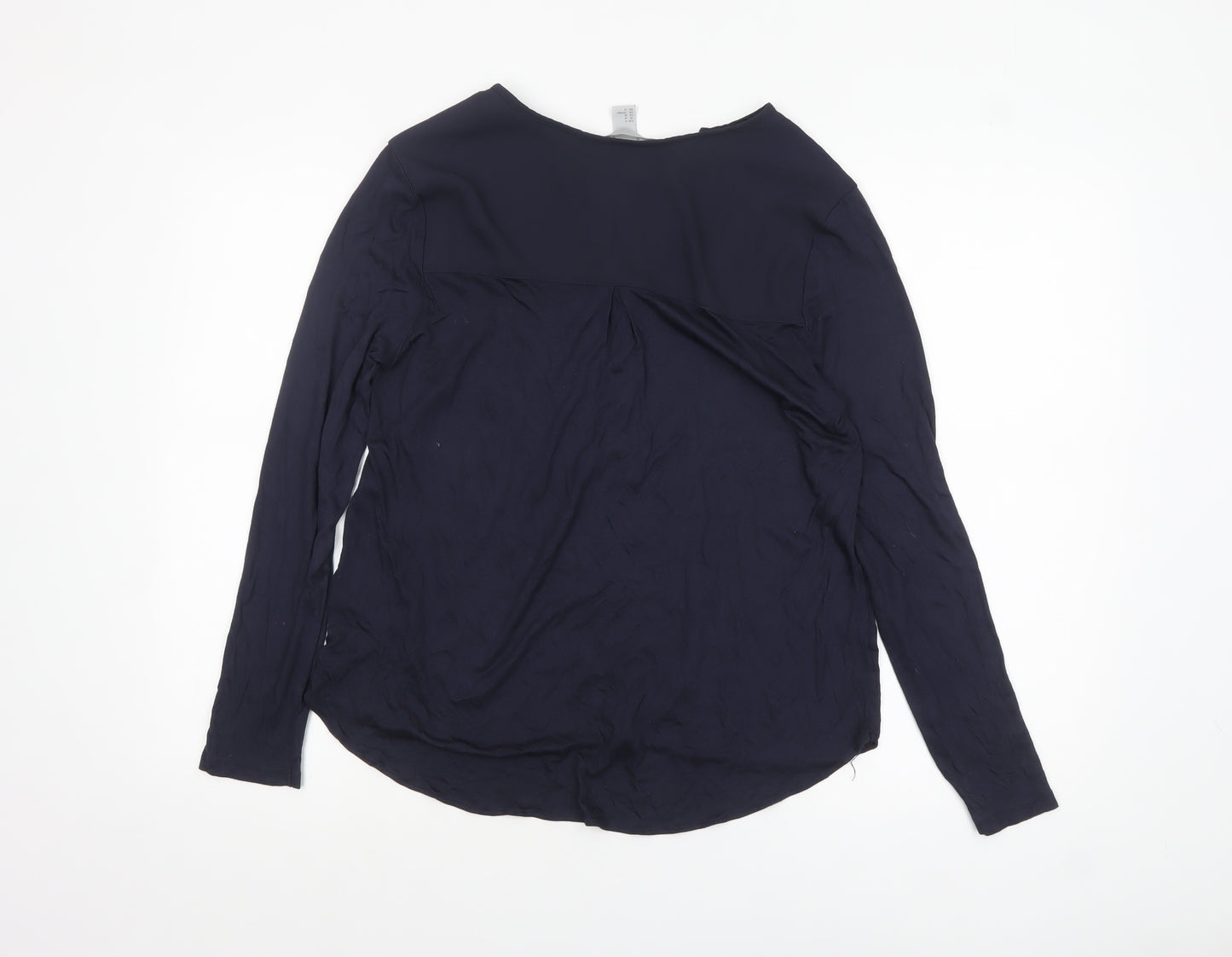 H&M Women's Blue V-Neck Long Sleeve Blouse Size 12