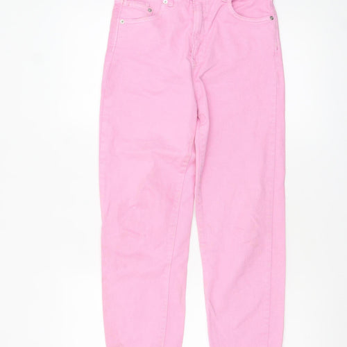 Stradivarius Women Pink Size 8 Regular Fit Straight Denim Jeans