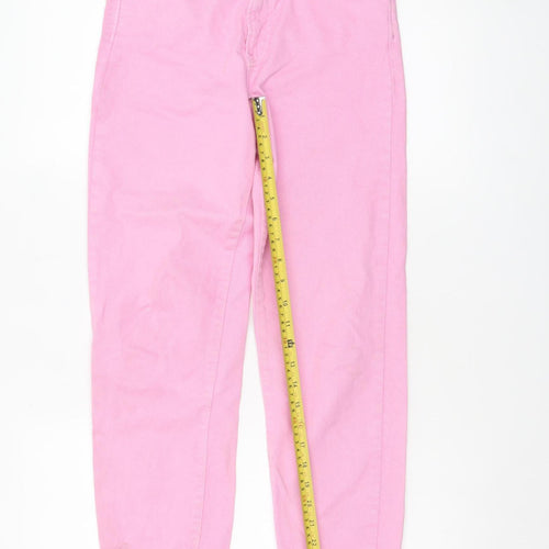 Stradivarius Women Pink Size 8 Regular Fit Straight Denim Jeans