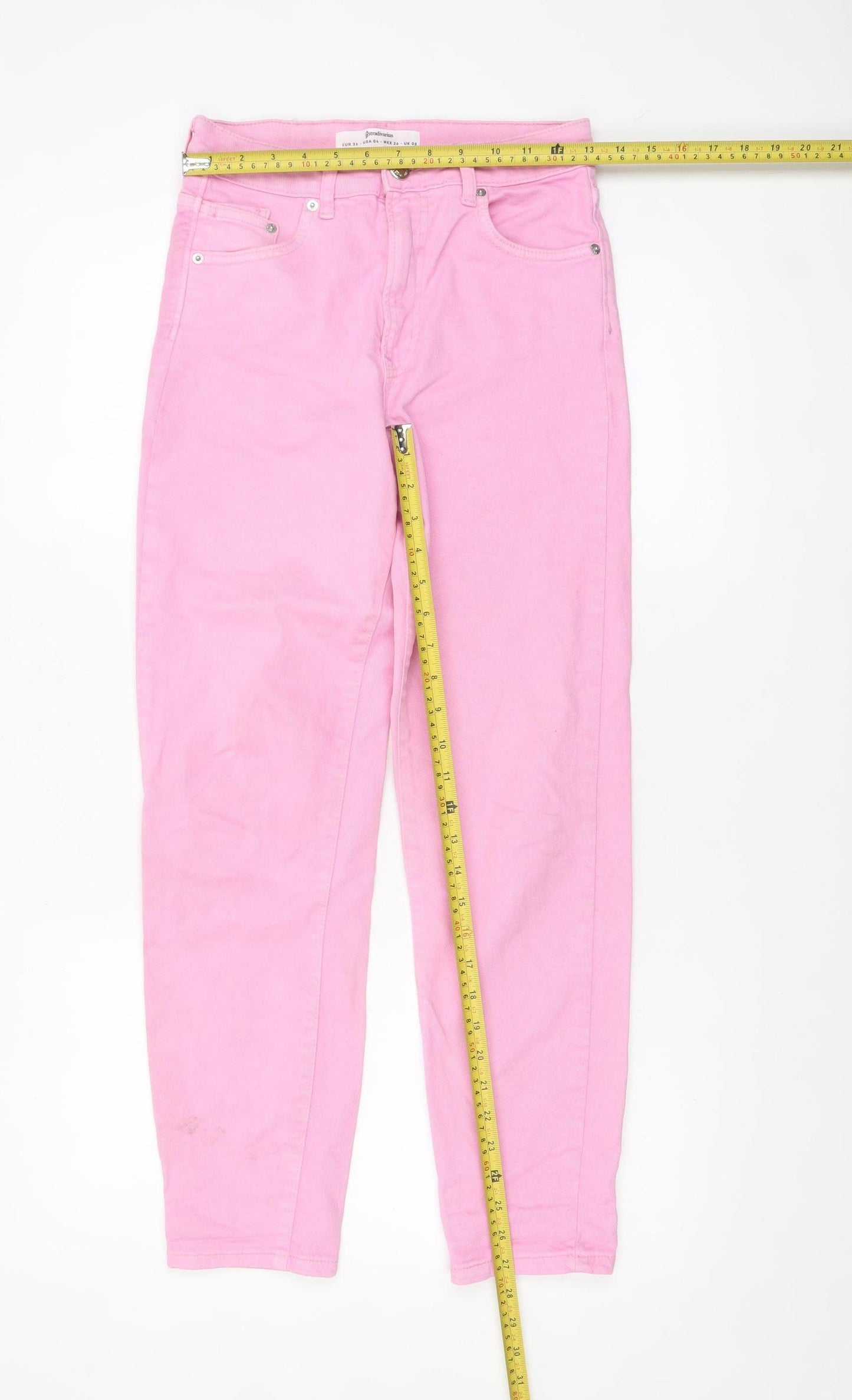 Stradivarius Women Pink Size 8 Regular Fit Straight Denim Jeans