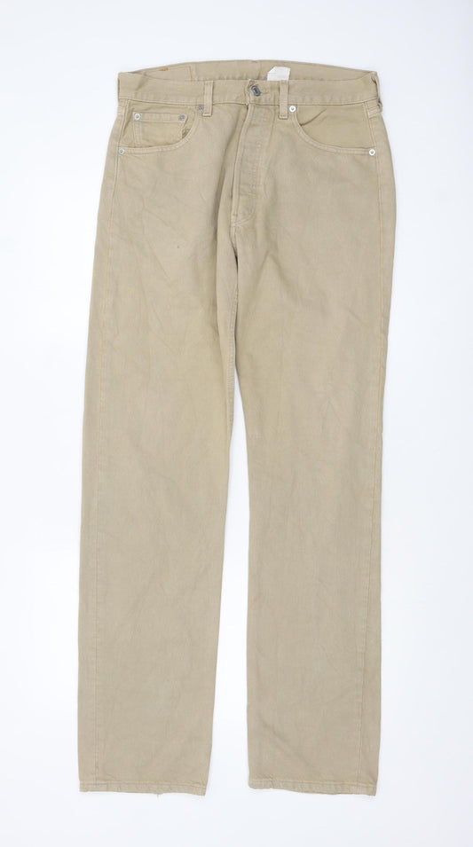 Levi's 501 Men Beige Straight Fit Jeans Size 33x34 Cotton Denim