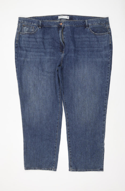 Pep&Co Women's Blue Stretch Denim Straight Jeans Size 26 Regular Fit