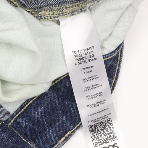 ASOS Men's Blue Slim Straight Denim Jeans 32W 36L Cotton Blend