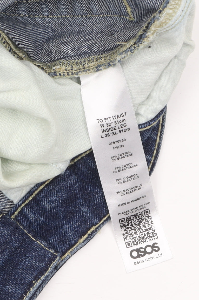 ASOS Men's Blue Slim Straight Denim Jeans 32W 36L Cotton Blend