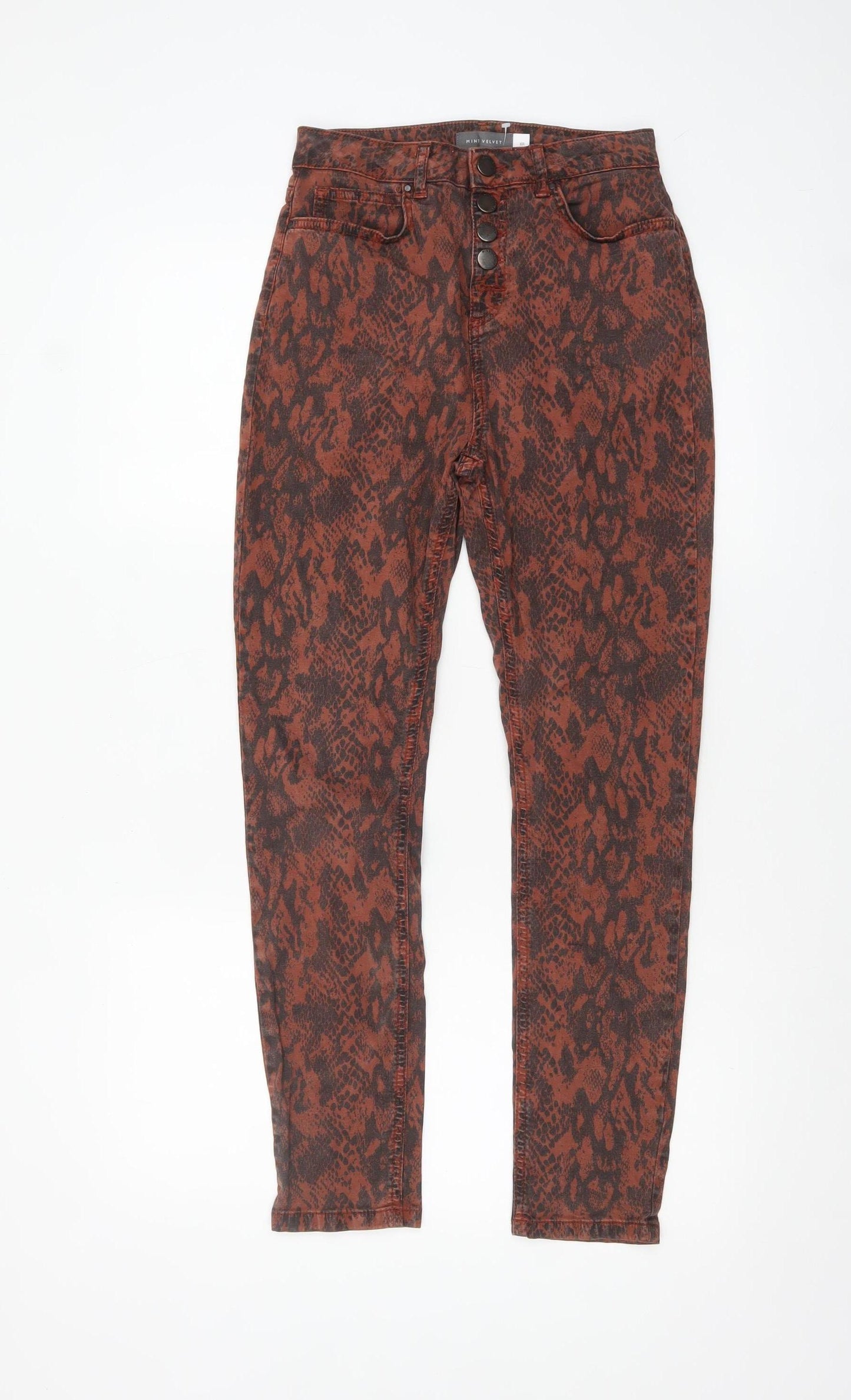Mint Velvet Womens Brown Animal Print Skinny Trousers Size 8R