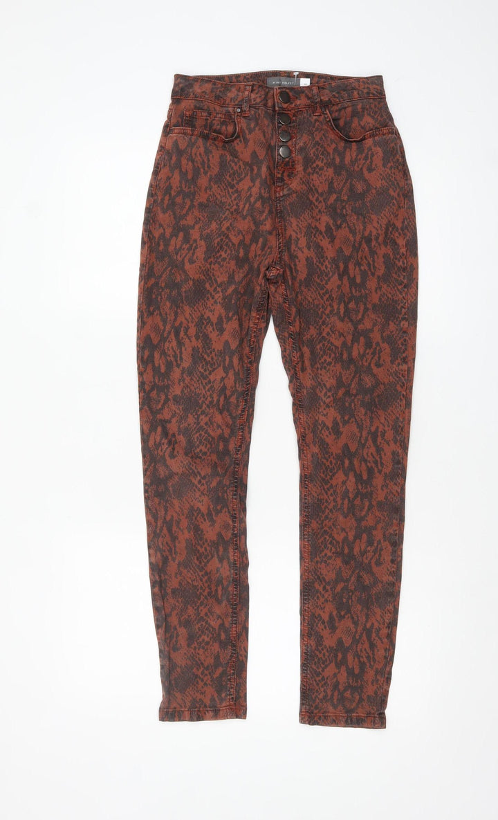 Mint Velvet Womens Brown Animal Print Skinny Trousers Size 8R