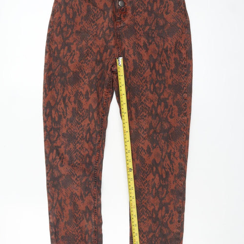 Mint Velvet Womens Brown Animal Print Skinny Trousers Size 8R