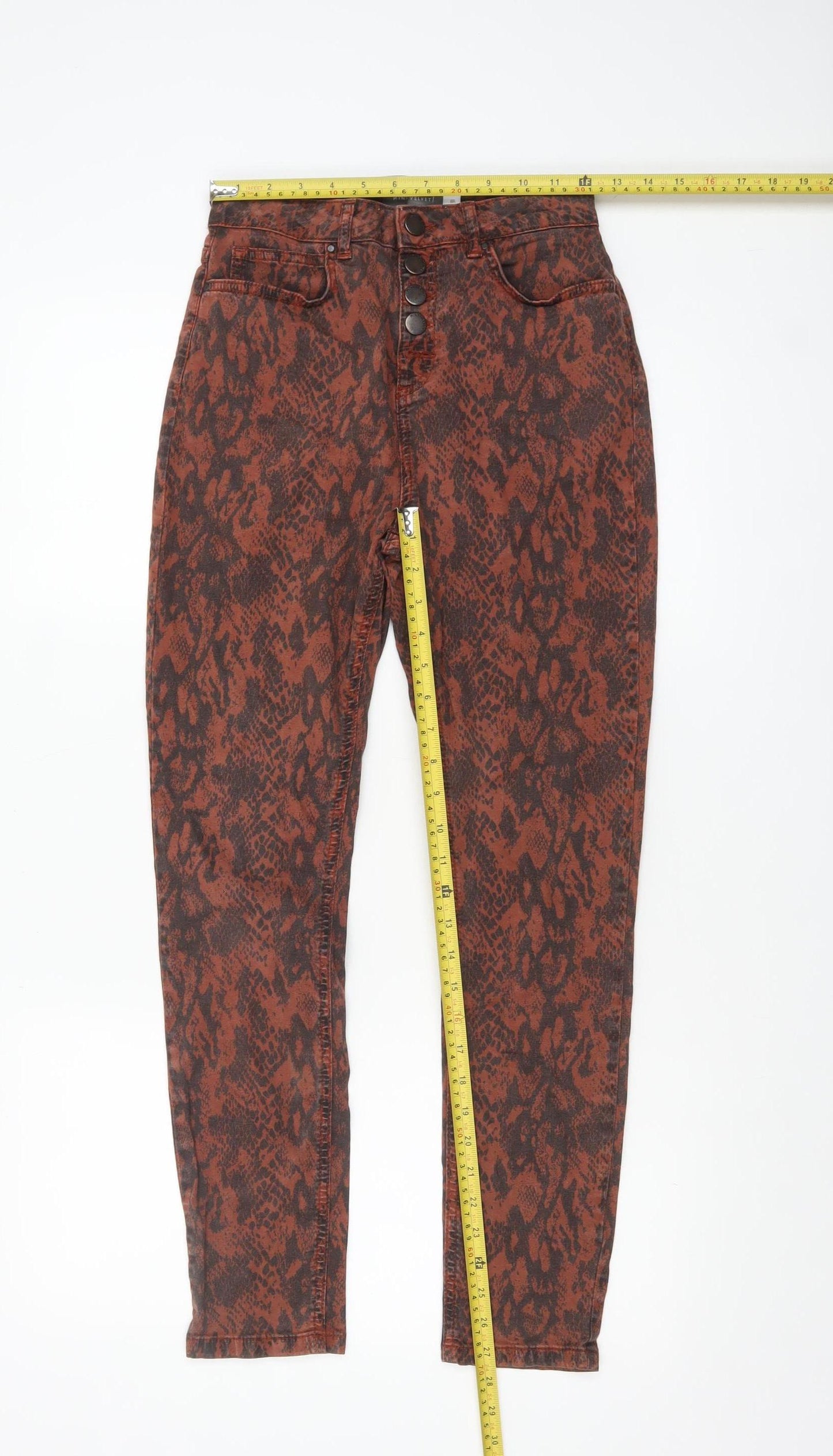 Mint Velvet Womens Brown Animal Print Skinny Trousers Size 8R
