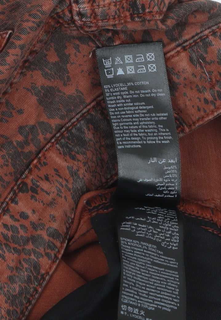 Mint Velvet Womens Brown Animal Print Skinny Trousers Size 8R