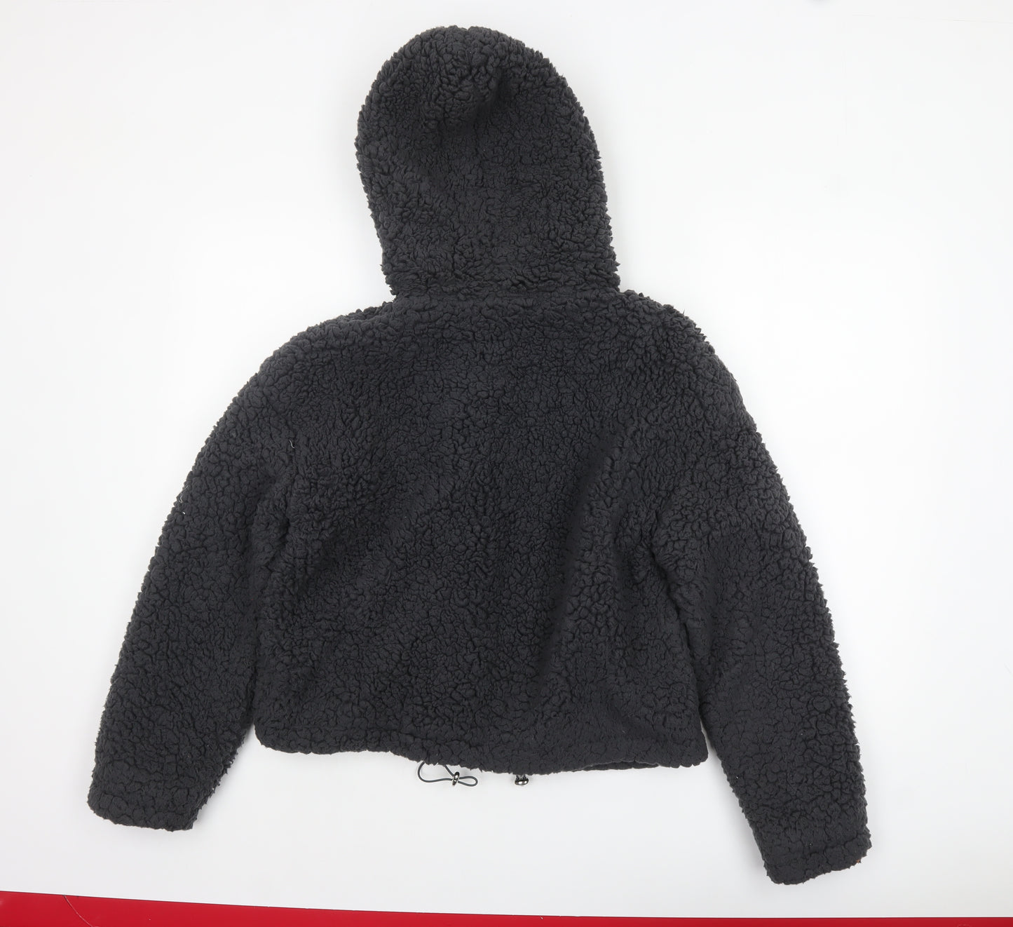 New Look Women Black Short Hooded Fleece Puffer Jacket Size S