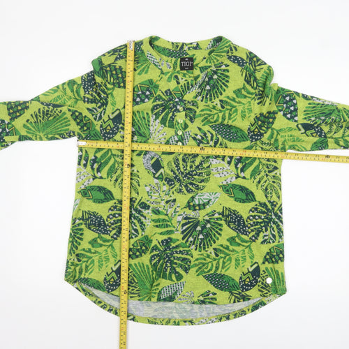 TIGI Women’s Green Leaf Print Tunic Blouse Size 10/12
