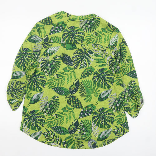 TIGI Women’s Green Leaf Print Tunic Blouse Size 10/12