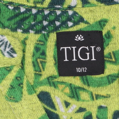 TIGI Women’s Green Leaf Print Tunic Blouse Size 10/12