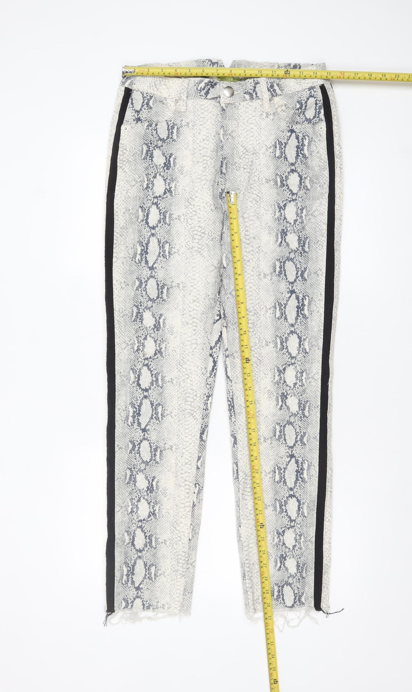 Gianni Bini Womens Grey Snake Print XL Stretch Cotton Trousers