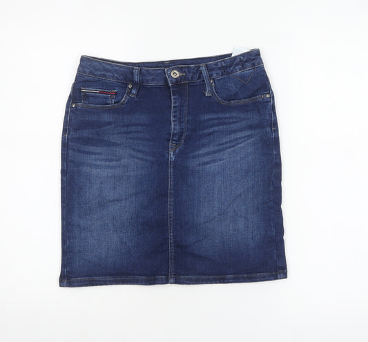 Tommy Hilfiger Women Blue Denim Knee Length Pencil Skirt M