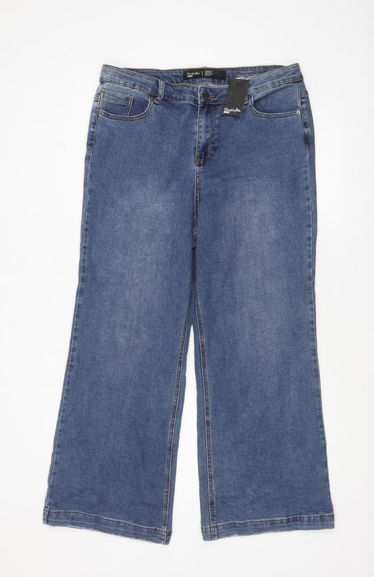 Simply Be Women Blue Wide-Leg Denim Jeans Size 16