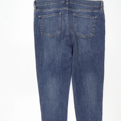 Oasis Womens Blue Size 14 Slim Distressed Ankle Zip Jeans
