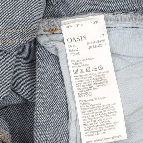 Oasis Womens Blue Size 14 Slim Distressed Ankle Zip Jeans